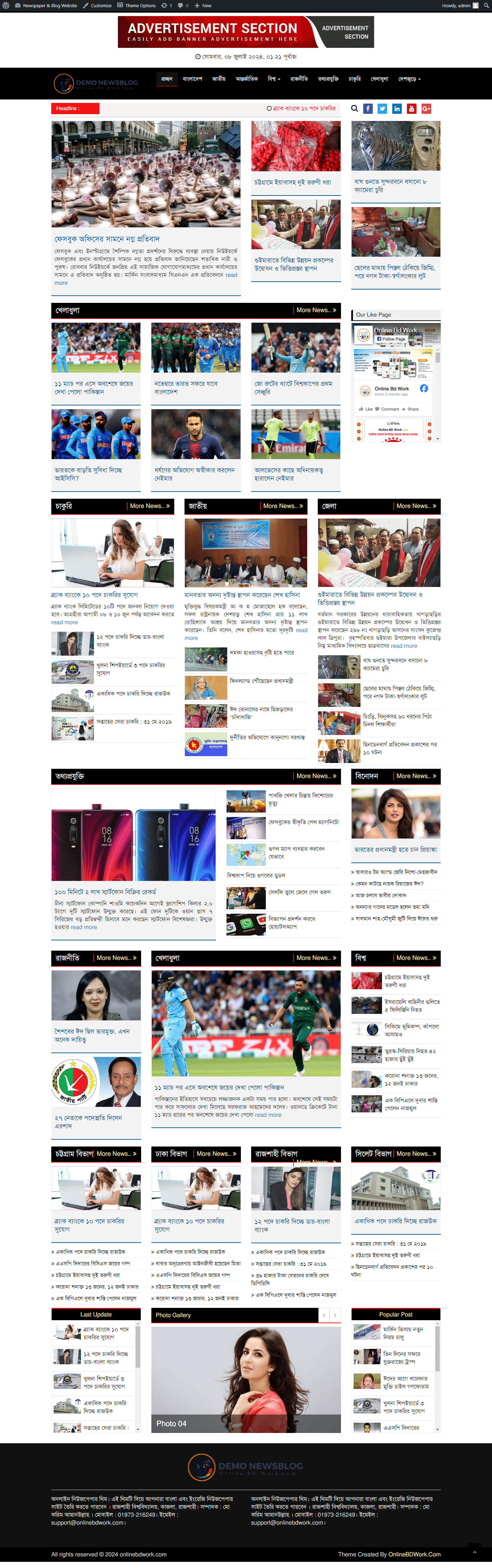 Newspaper WordPress Website Nine - online bd work